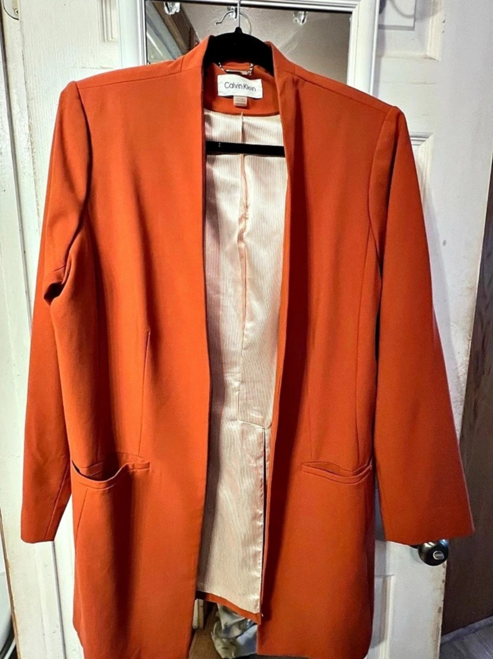 Calvin Klein Orange Striped Blazer Size 14W Like New